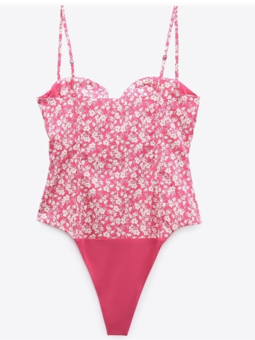 🆕 Zara Pink and White Floral Bustier Tank Top Bodysuit